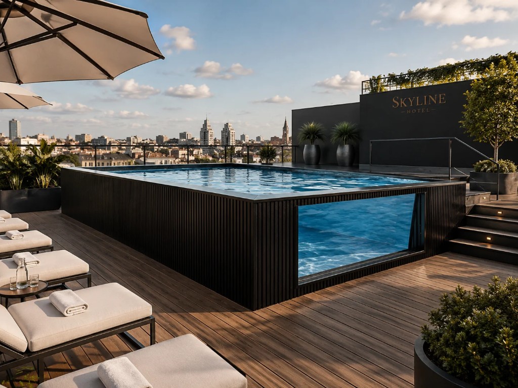 Rooftop hotel terrace